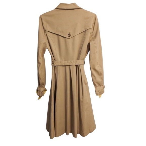 ModCloth Classic Imagination Khaki & Yellow Double Breas Trench Coat Women Small - Picture 12 of 12